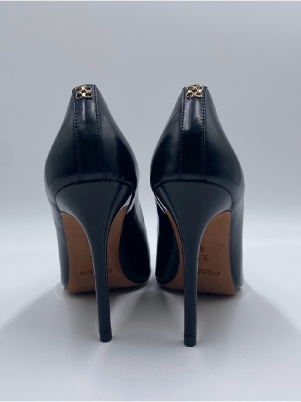 Coach Black Pointed-Toe Leather Stiletto Pumps - Picture 3 of 5